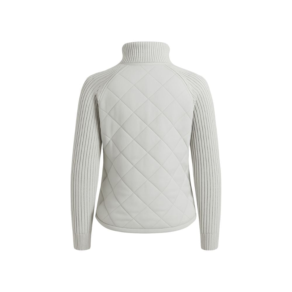 Quilted Hybrid Jacket Knit Sleeves Lightweight Insulated - Gray