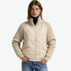 Quilted Hybrid Jacket Knit Sleeves Lightweight Insulated
