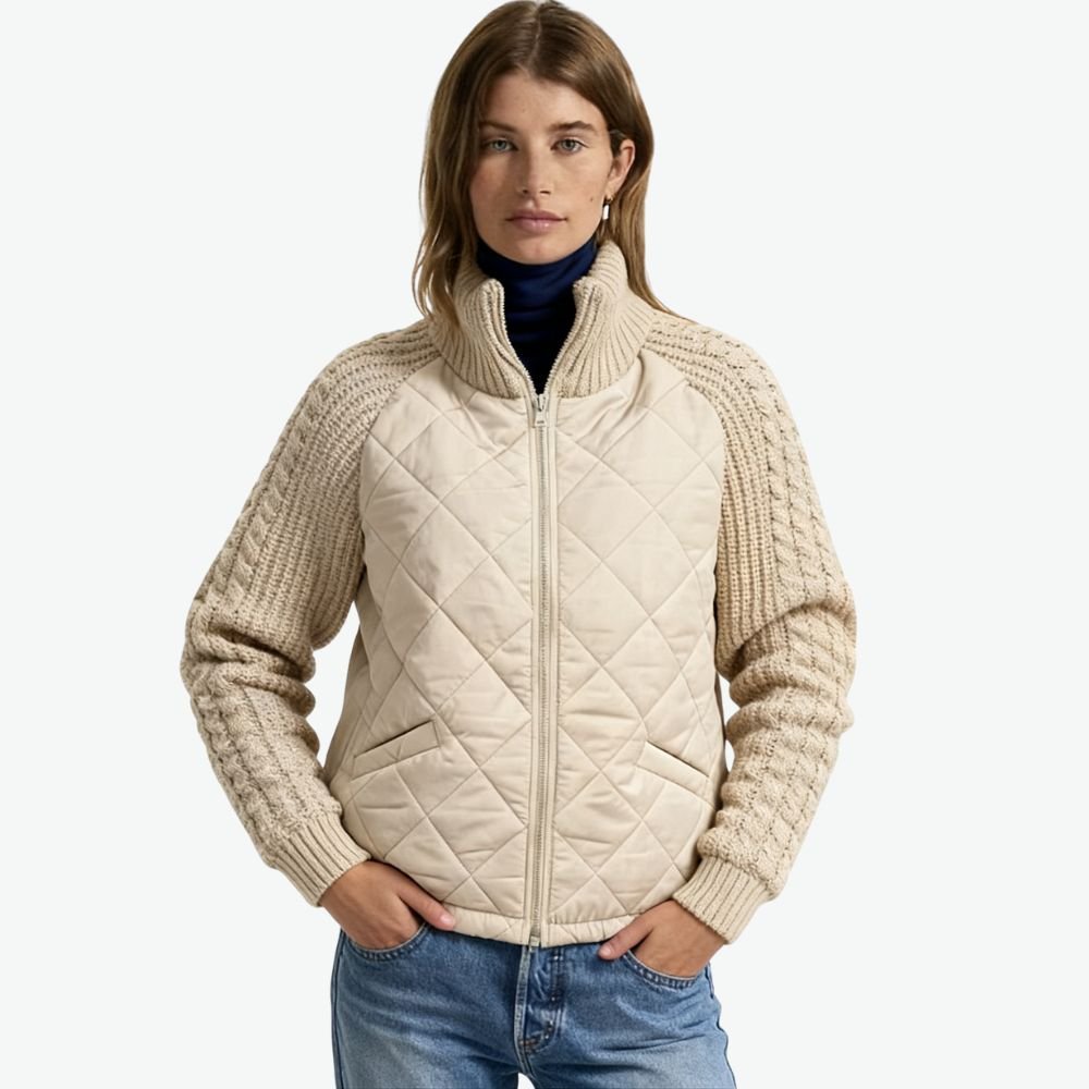 Quilted Hybrid Jacket Knit Sleeves Lightweight Insulated