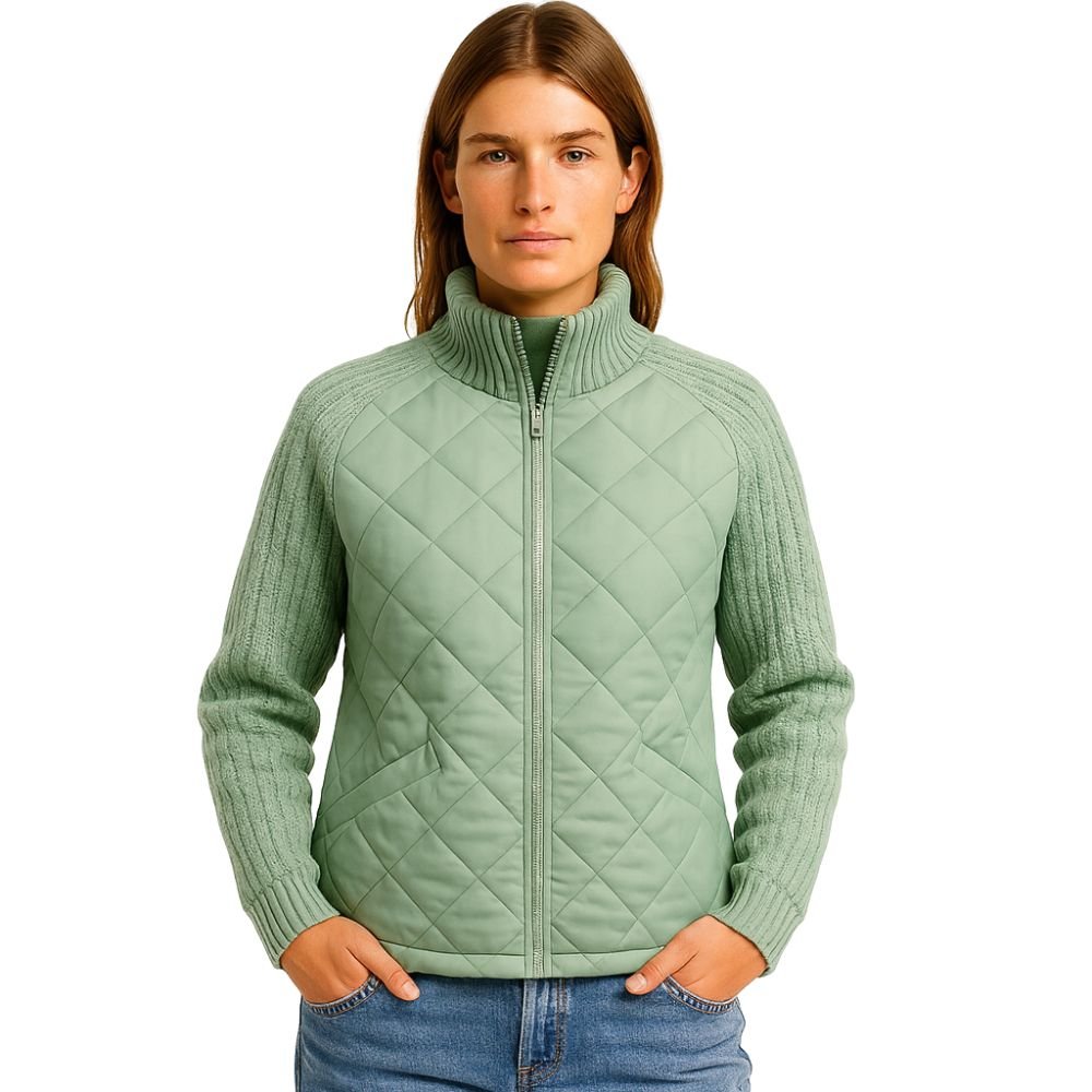 Quilted Hybrid Jacket Knit Sleeves Lightweight Insulated