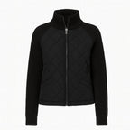 Quilted Hybrid Jacket Knit Sleeves Lightweight Insulated - Black