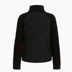 Quilted Hybrid Jacket Knit Sleeves Lightweight Insulated - Black