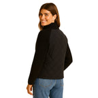 Quilted Hybrid Jacket Knit Sleeves Lightweight Insulated - Black