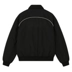 Racing Jacket Padded Nylon Embroidered Streetwear -Black