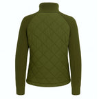 Quilted Hybrid Jacket Knit Sleeves Lightweight Insulated - Army Green