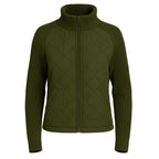 Quilted Hybrid Jacket Knit Sleeves Lightweight Insulated - Army Green