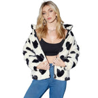Women’s Faux Fur Jacket — Heart Print