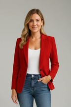 Marisol women's long sleeve blazer with notched lapel in a tailored fit, by Les Odettes, shown in a stylish front view.