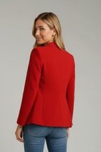 Marisol women's long sleeve blazer with notched lapel, tailored fit, in a classic design by Les Odettes, shown in black.