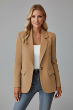 Marisol women's long sleeve blazer by Les Odettes featuring a notched lapel and tailored fit, shown in a stylish shot.