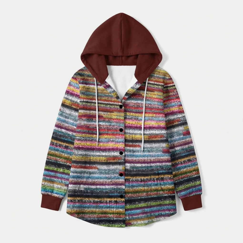 Women’s Hooded Knit Button Cardigan – Relaxed Fit Layer