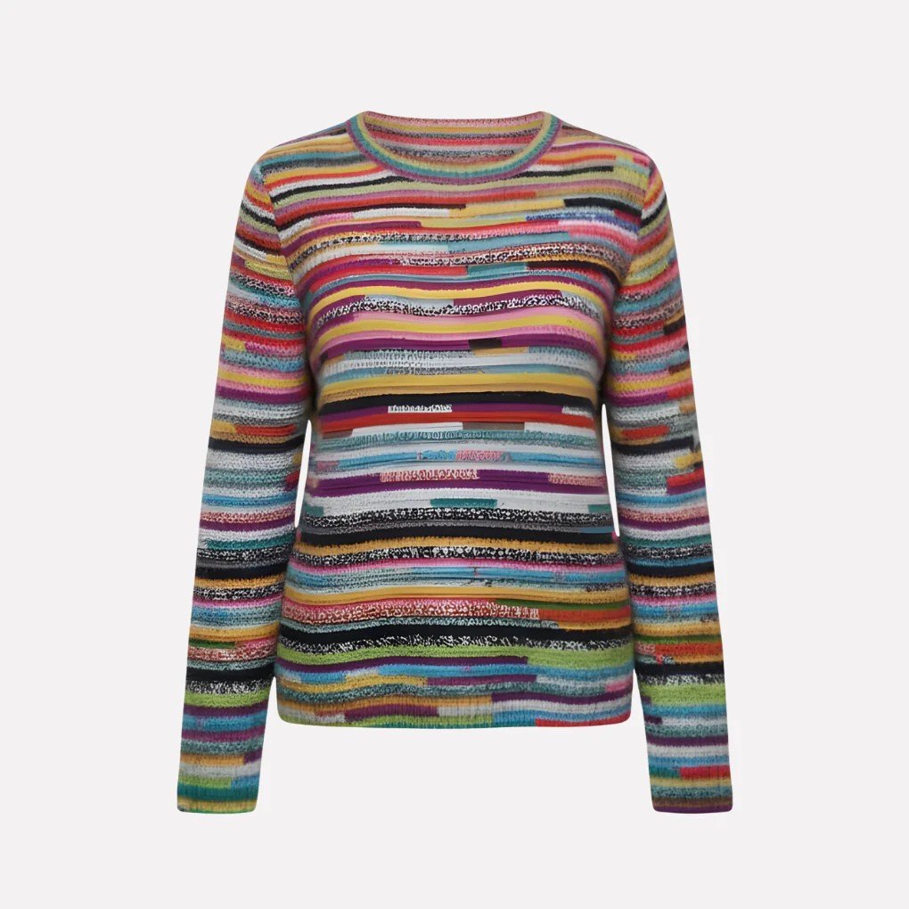 Women’s Striped Crew Neck Sweater – Horizontal Pattern Knit