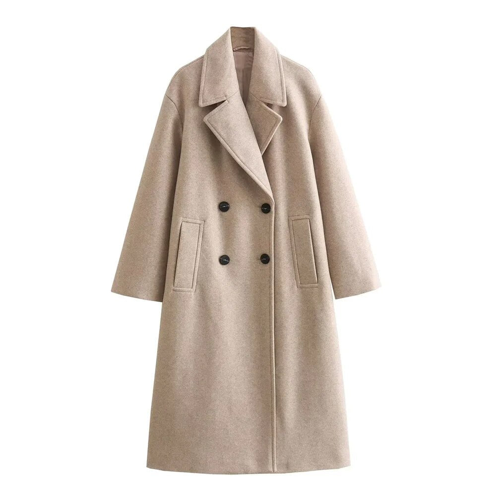 Ramona™ elegant coat by Les Odettes, shown in a stylish, tailored design with a classic collar and button closure.