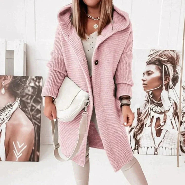Women’s Hooded Longline Knit Cardigan – Cozy Layered Fit