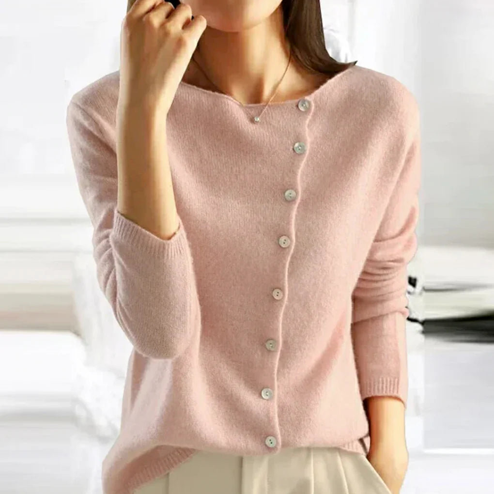 Women’s Wool-Like Side Closure Cardigan – Elegant Layer
