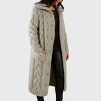 Les Odettes Cadence™ Elegant Cozy Coat shown in a soft, plush fabric with a tailored fit and classic design for stylish warmth.