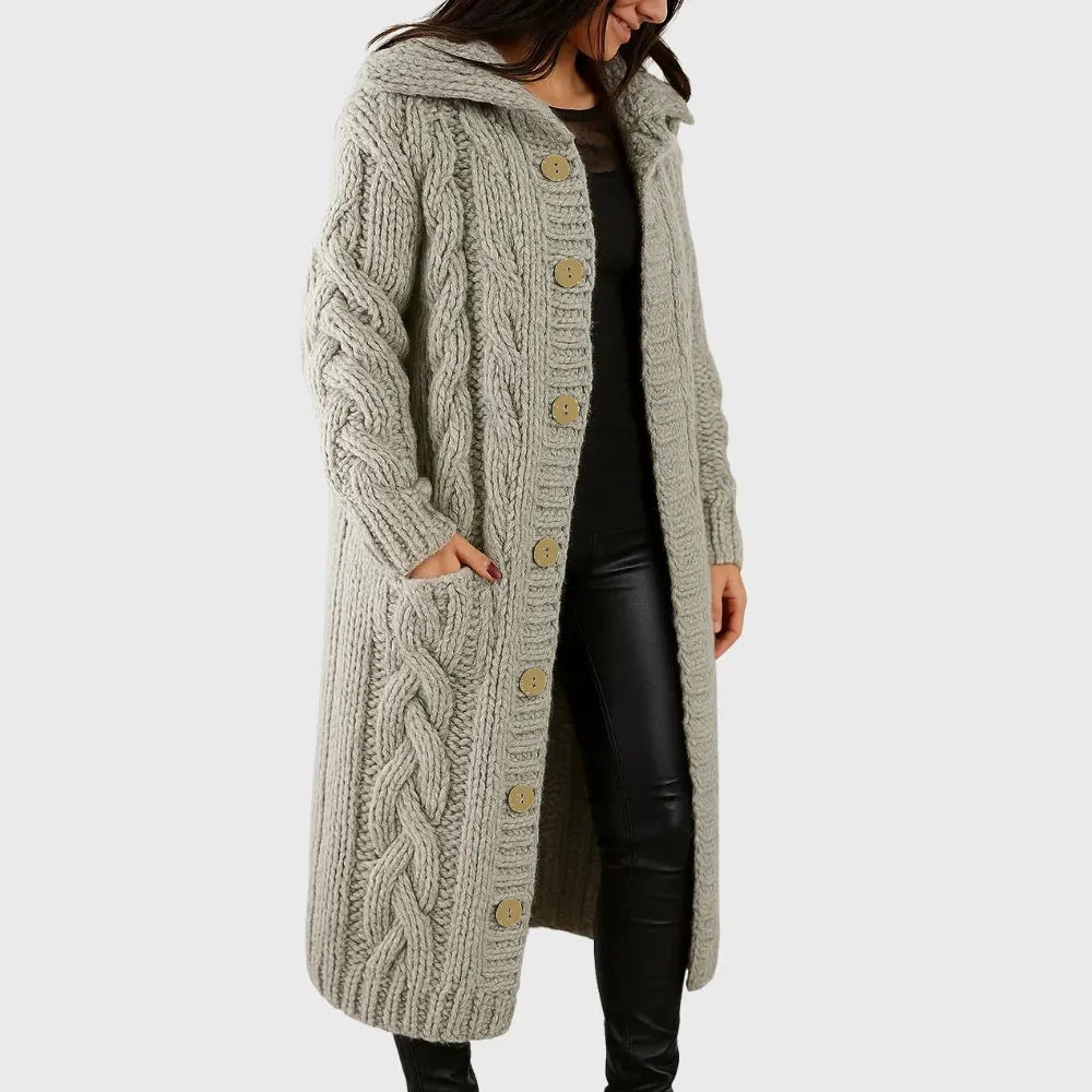 Les Odettes Cadence™ Elegant Cozy Coat shown in a soft, plush fabric with a tailored fit and classic design for stylish warmth.