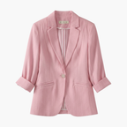 Rosamund women's pink 3/4 sleeve blazer by Les Odettes, tailored fit with classic lapel and stylish design.