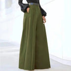 Women’s High Waist Wide-Leg Trousers in Solid Color with Flowing Fit