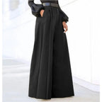 Women’s High Waist Wide-Leg Trousers in Solid Color with Flowing Fit