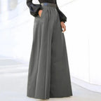 Women’s High Waist Wide-Leg Trousers in Solid Color with Flowing Fit