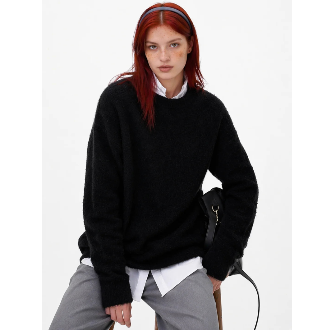 Women’s Wool-Like Crew Neck Sweater – Neutral Everyday Knit