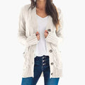 Women’s Cable Knit Button Cardigan with Pockets