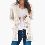 Women’s Cable Knit Button Cardigan with Pockets