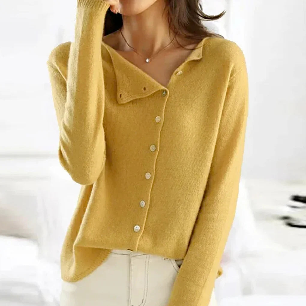 Women’s Wool-Like Side Closure Cardigan – Elegant Layer